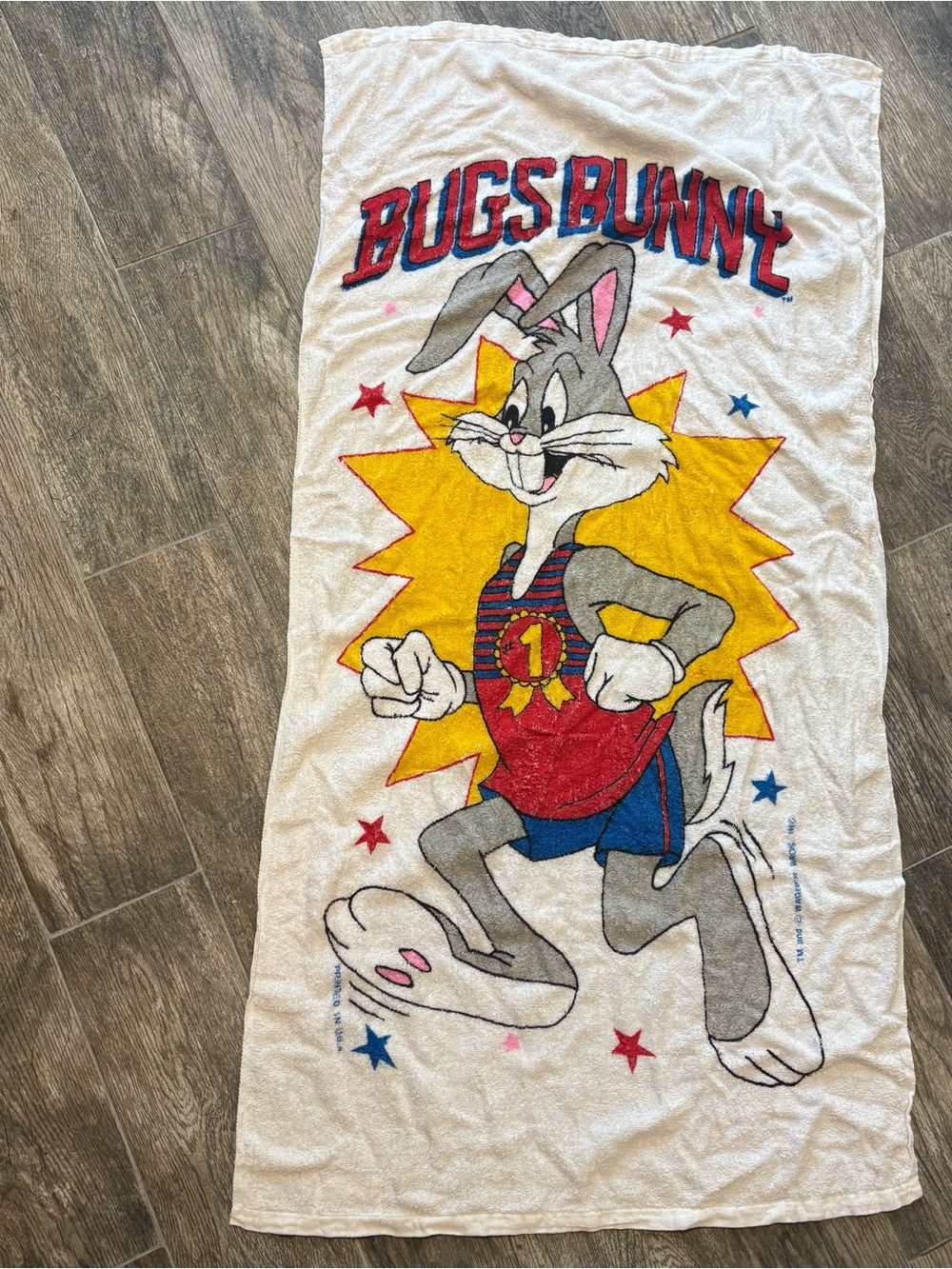 Vintage Jay Franco Beach Towel Bugs Bunny  100% Cotton 70's Retro 49”x25”